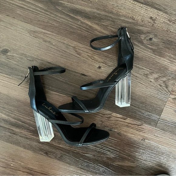 Lulus Shoes Women’s 7 Isabella Black Lucite Heels Mob Wife Night Out Baddie - Picture 2 of 8